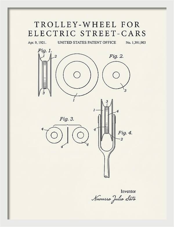 Trolley Wheel For Electric Street Cars Minimalist Patent Us1391903