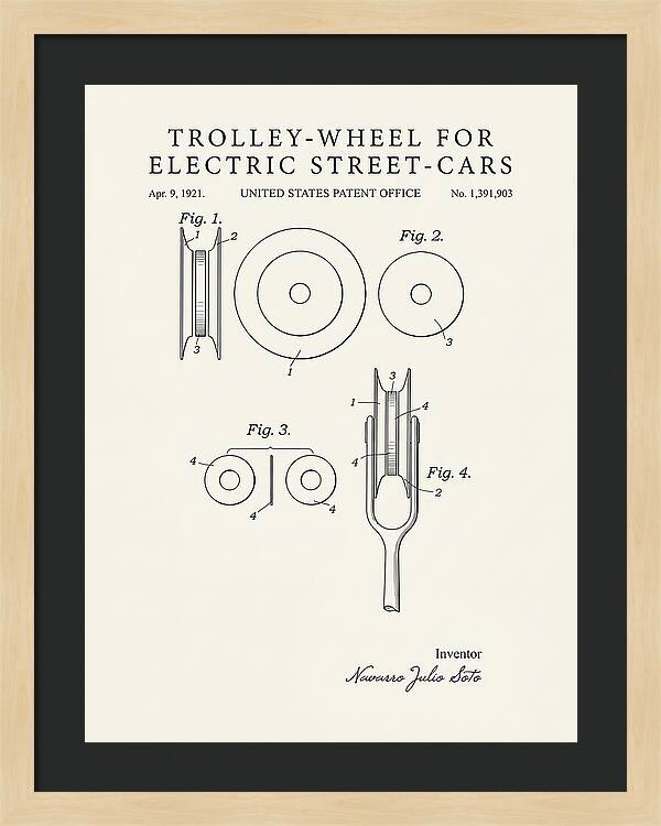 Trolley Wheel For Electric Street Cars Minimalist Patent Us1391903