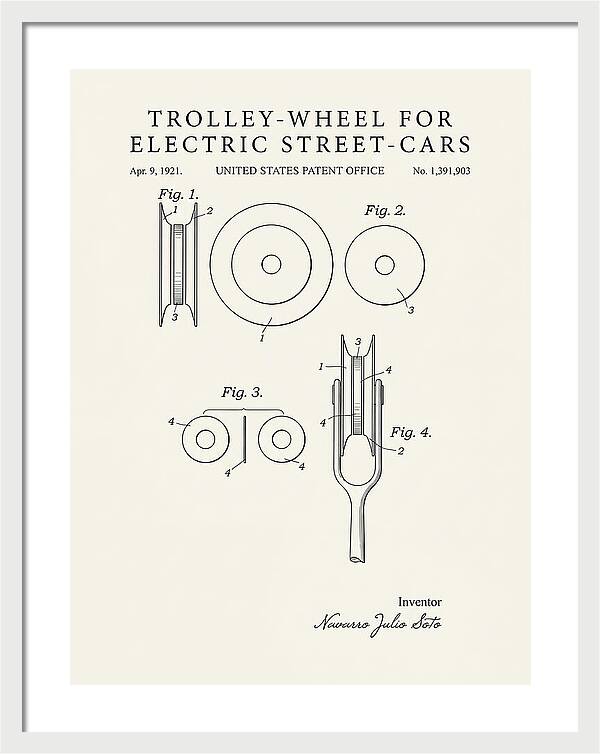 Trolley Wheel For Electric Street Cars Minimalist Patent Us1391903