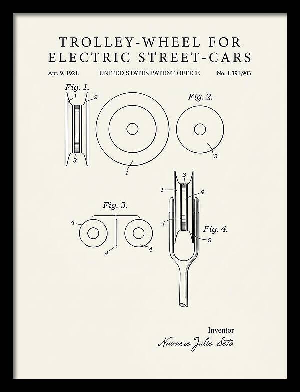 Trolley Wheel For Electric Street Cars Minimalist Patent Us1391903