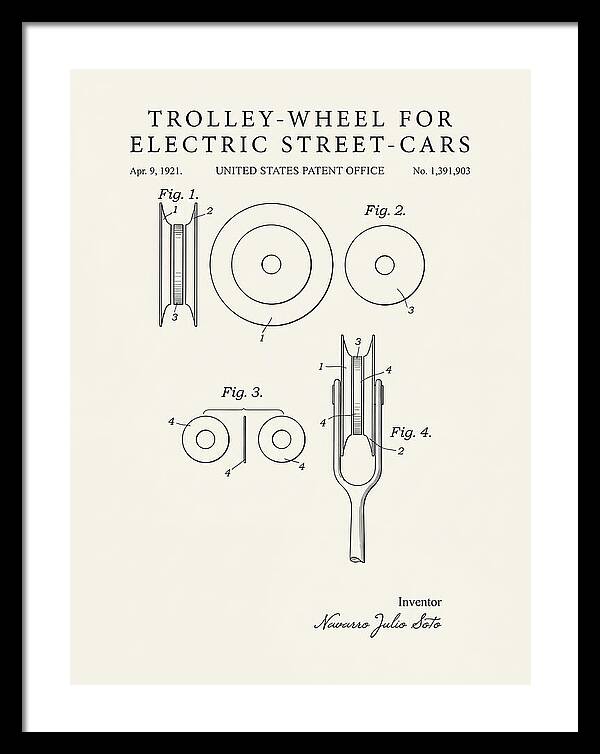 Trolley Wheel For Electric Street Cars Minimalist Patent Us1391903