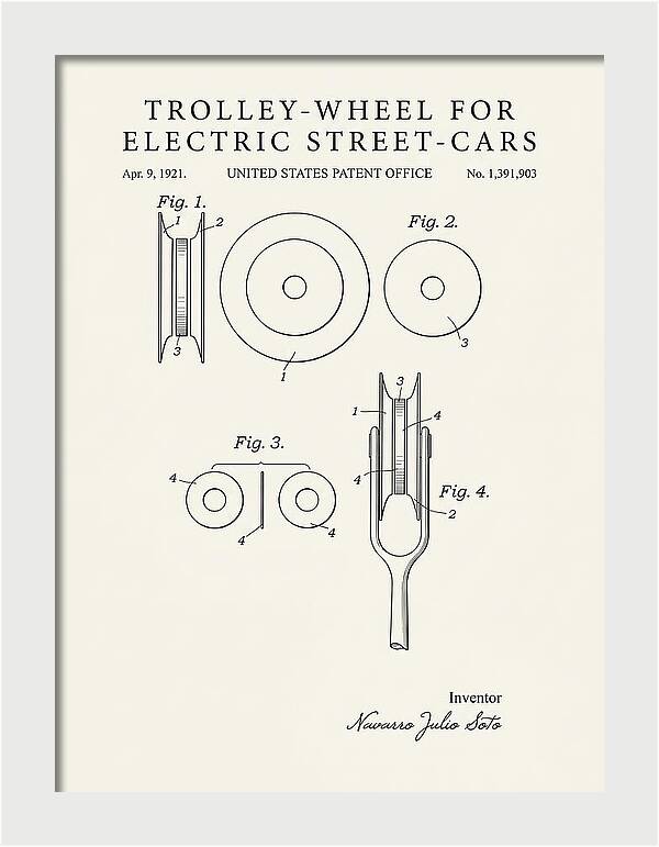 Trolley Wheel For Electric Street Cars Minimalist Patent Us1391903
