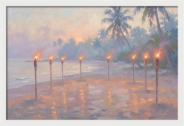 Tropical Fire Dance At Dusk