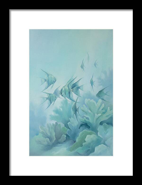 Tropical Fish School Over Coral