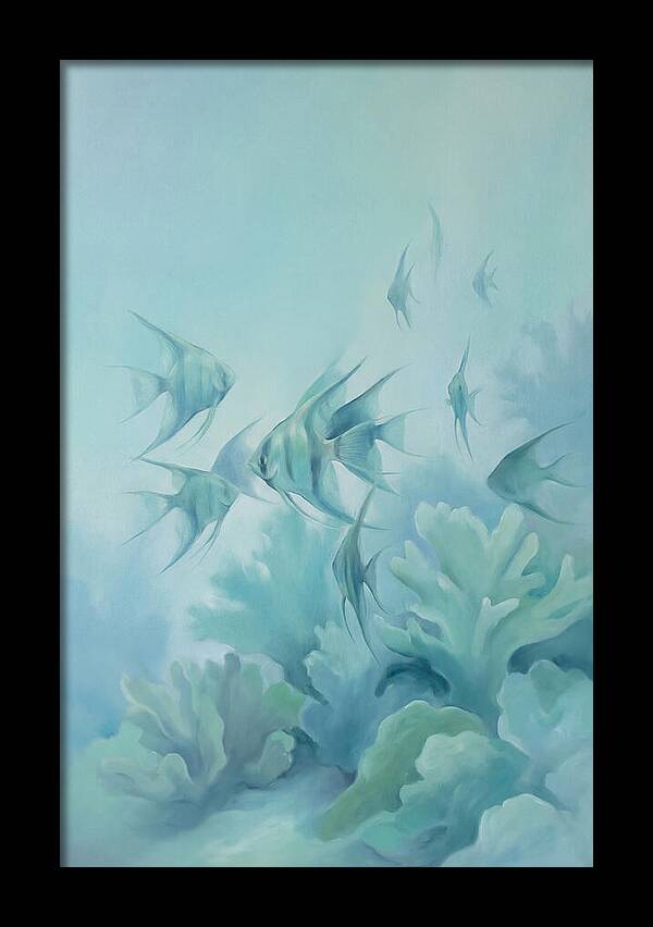 Tropical Fish School Over Coral