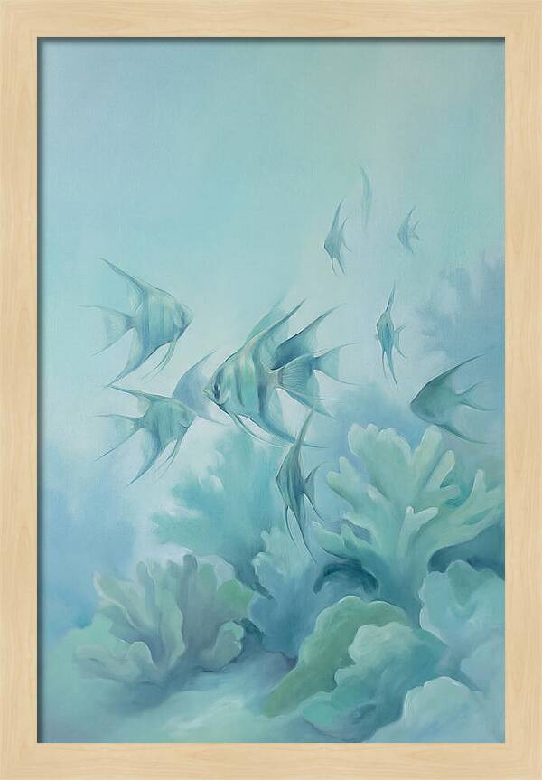 Tropical Fish School Over Coral