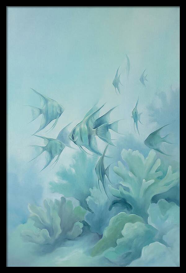 Tropical Fish School Over Coral