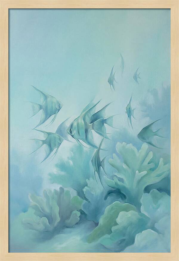 Tropical Fish School Over Coral