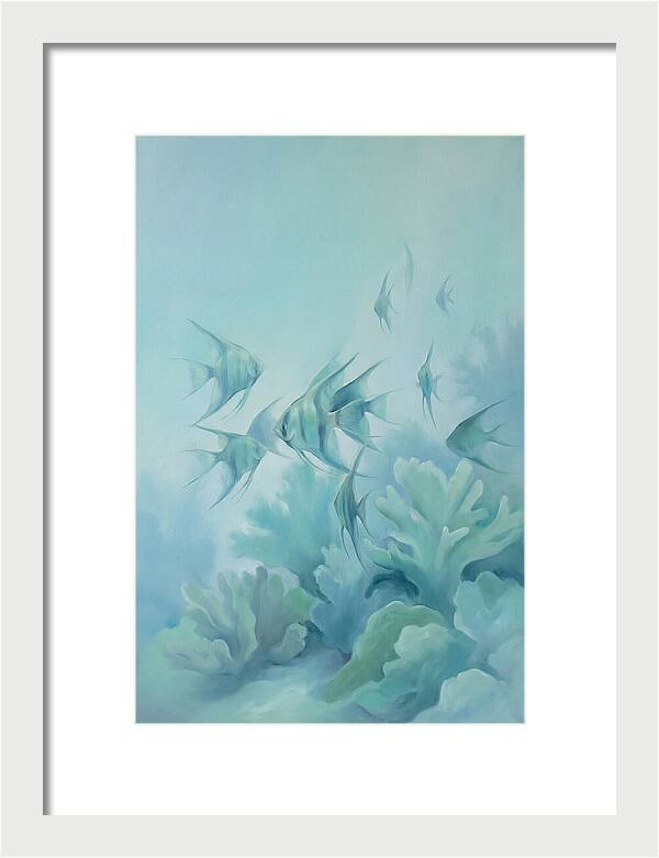 Tropical Fish School Over Coral