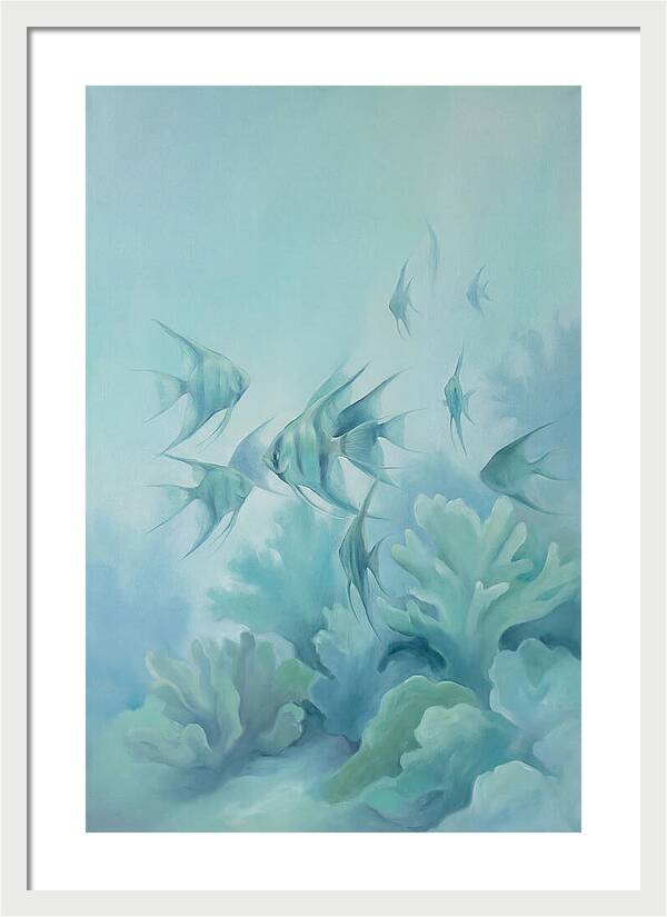 Tropical Fish School Over Coral