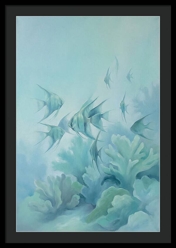 Tropical Fish School Over Coral