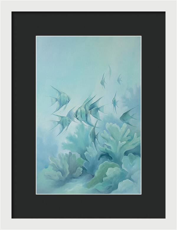 Tropical Fish School Over Coral