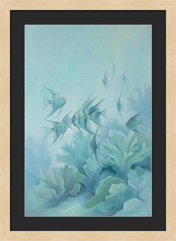 Tropical Fish School Over Coral