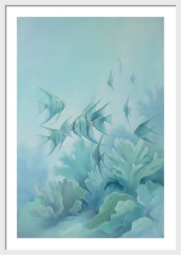 Tropical Fish School Over Coral