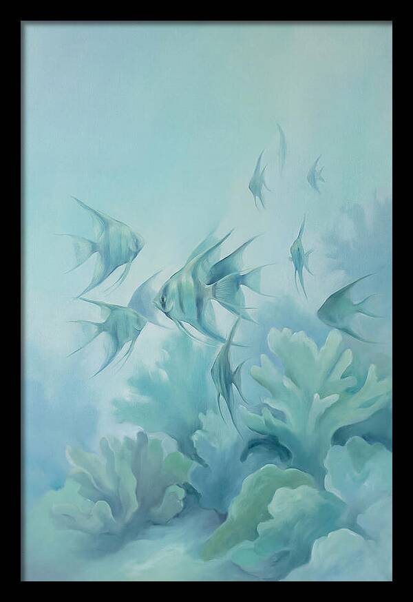 Tropical Fish School Over Coral