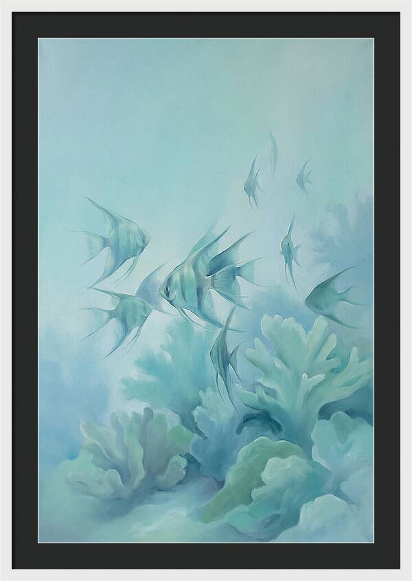Tropical Fish School Over Coral
