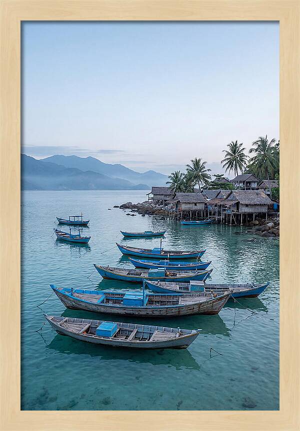 Tropical Fishing Village At Dawn