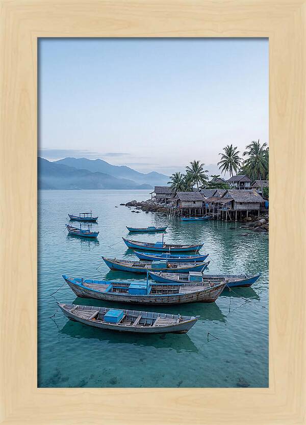 Tropical Fishing Village At Dawn