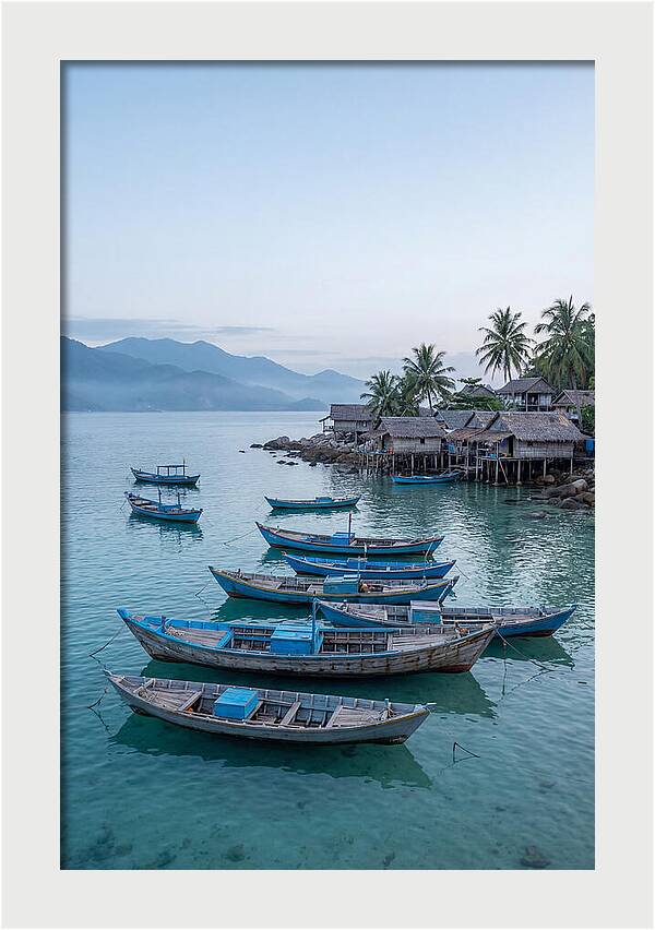 Tropical Fishing Village At Dawn