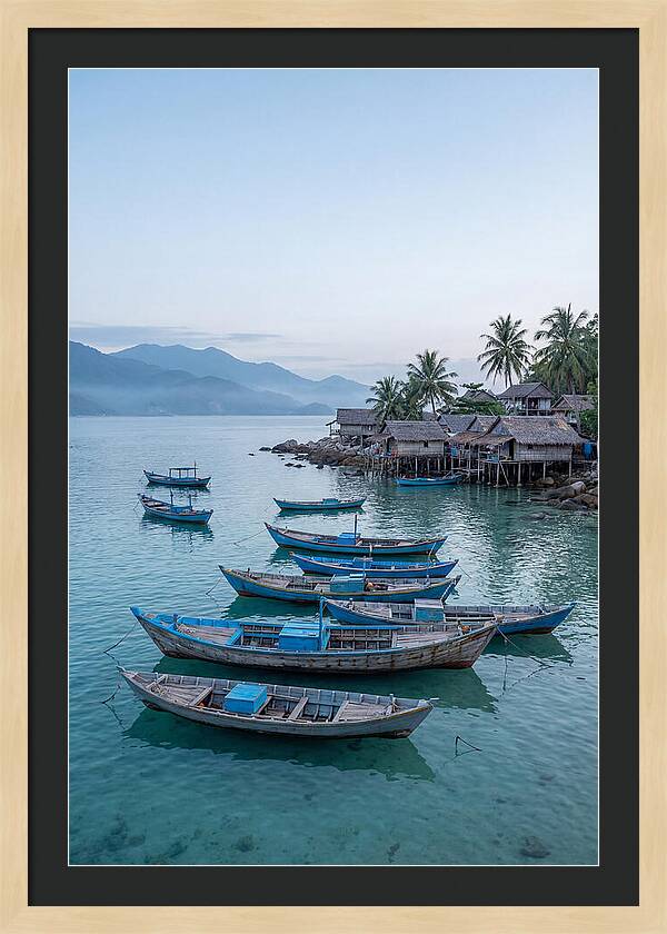 Tropical Fishing Village At Dawn