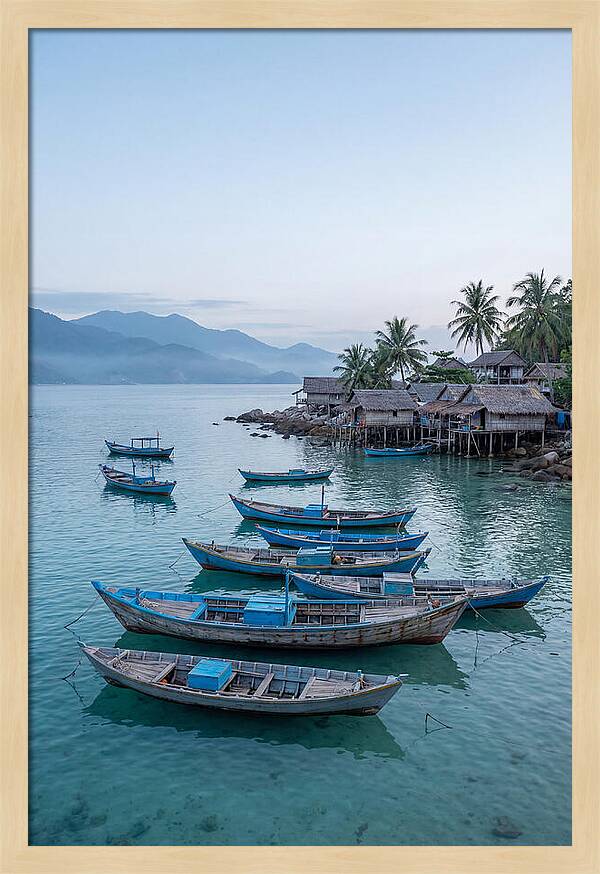Tropical Fishing Village At Dawn