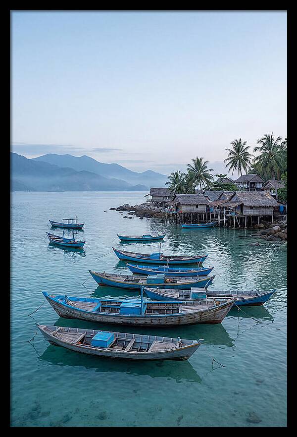 Tropical Fishing Village At Dawn