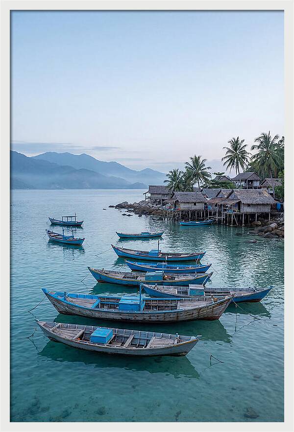 Tropical Fishing Village At Dawn