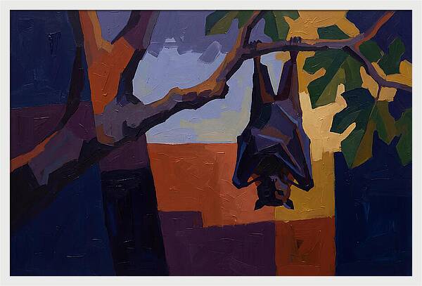Tropical Fruit Bat Hanging From Fig Tree