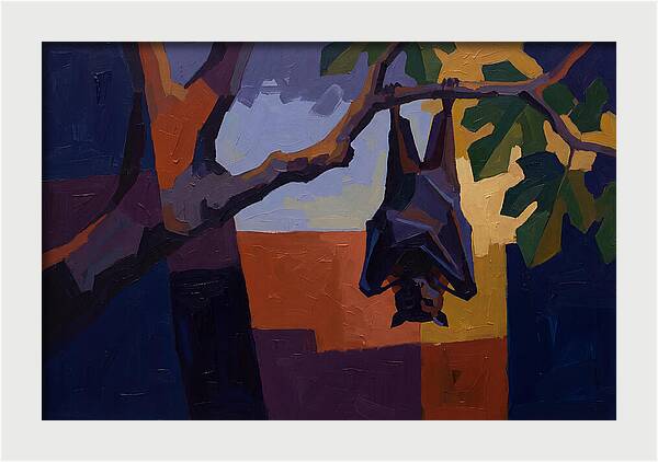 Tropical Fruit Bat Hanging From Fig Tree