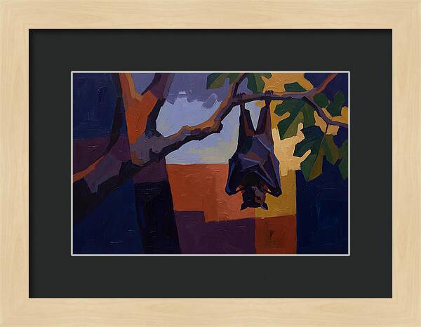 Tropical Fruit Bat Hanging From Fig Tree