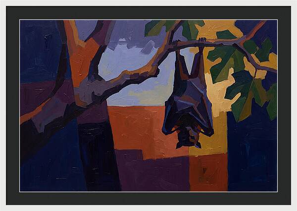 Tropical Fruit Bat Hanging From Fig Tree