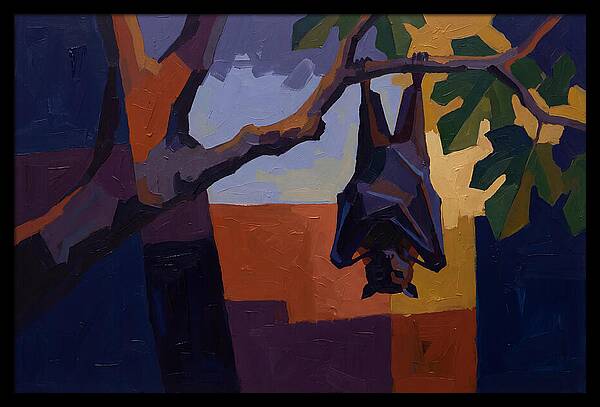 Tropical Fruit Bat Hanging From Fig Tree
