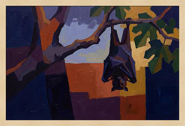 Tropical Fruit Bat Hanging From Fig Tree