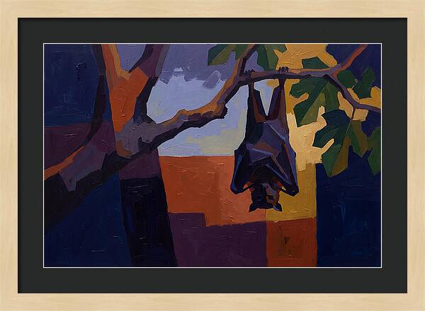 Tropical Fruit Bat Hanging From Fig Tree