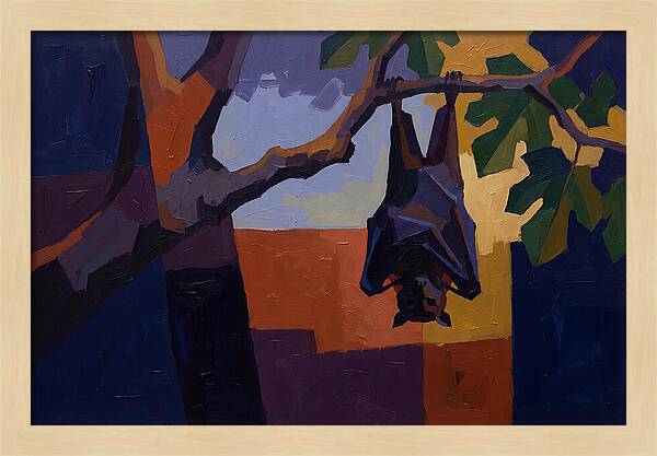 Tropical Fruit Bat Hanging From Fig Tree