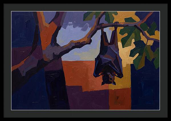 Tropical Fruit Bat Hanging From Fig Tree