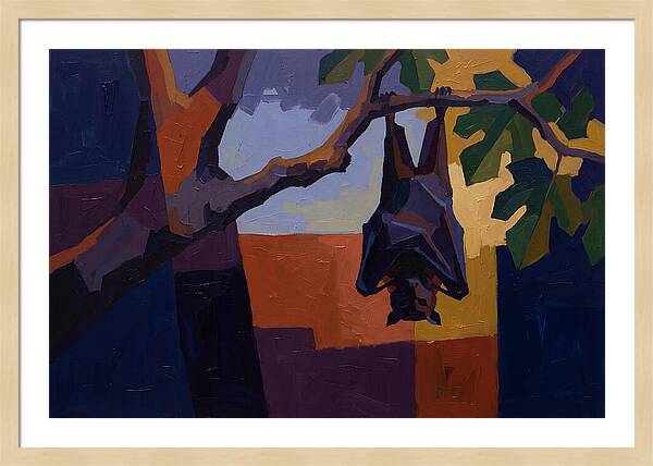 Tropical Fruit Bat Hanging From Fig Tree