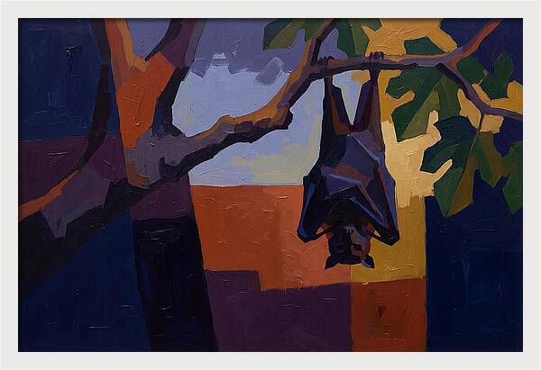 Tropical Fruit Bat Hanging From Fig Tree
