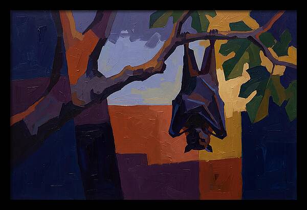 Tropical Fruit Bat Hanging From Fig Tree