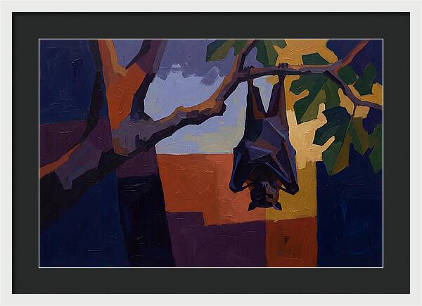Tropical Fruit Bat Hanging From Fig Tree