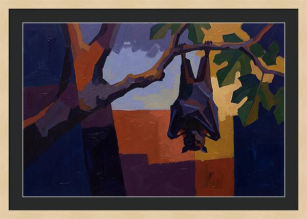 Tropical Fruit Bat Hanging From Fig Tree