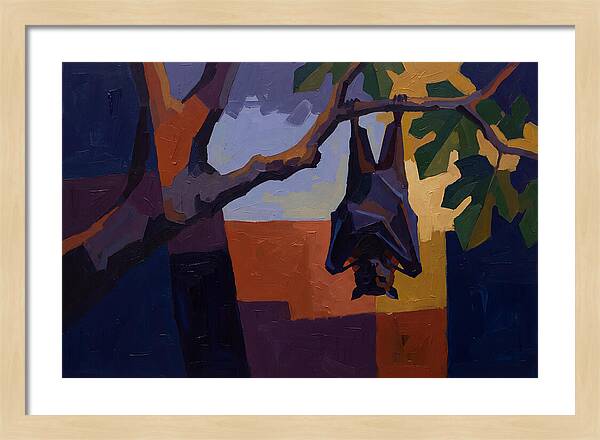 Tropical Fruit Bat Hanging From Fig Tree