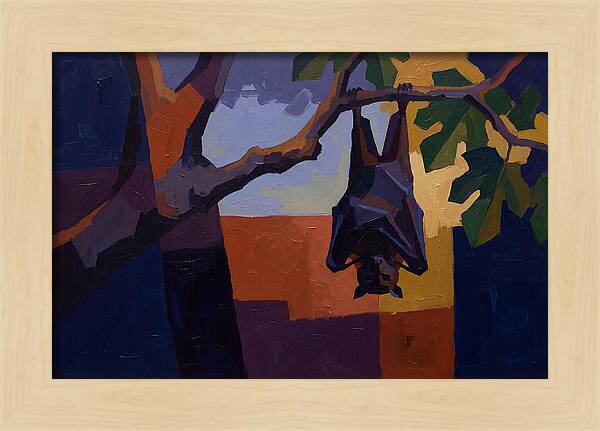 Tropical Fruit Bat Hanging From Fig Tree