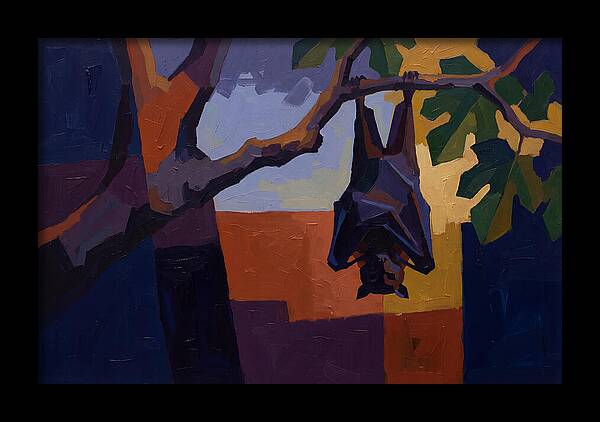 Tropical Fruit Bat Hanging From Fig Tree