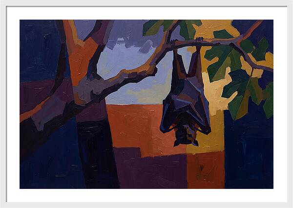 Tropical Fruit Bat Hanging From Fig Tree