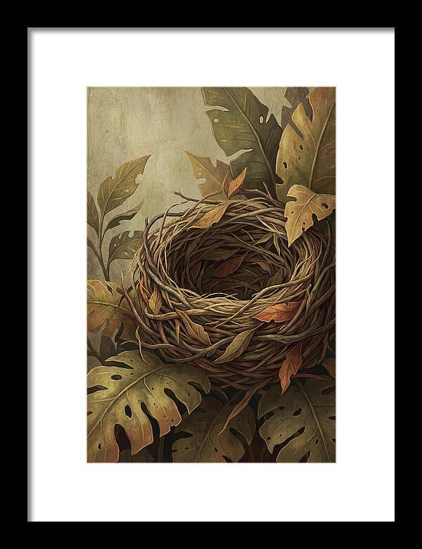 Tropical Nest Among Leaves
