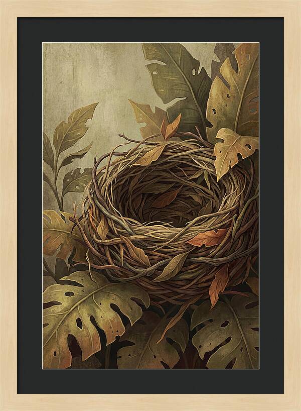 Tropical Nest Among Leaves