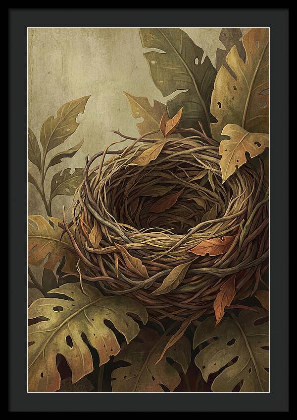 Tropical Nest Among Leaves