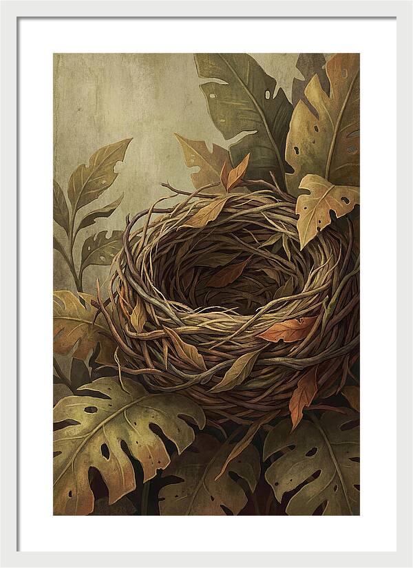 Tropical Nest Among Leaves