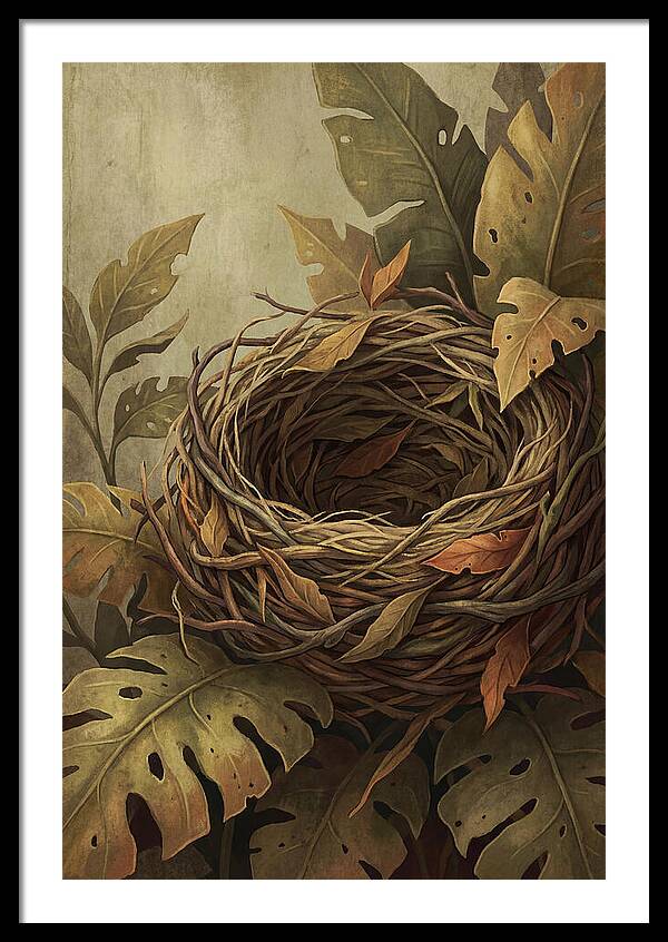 Tropical Nest Among Leaves